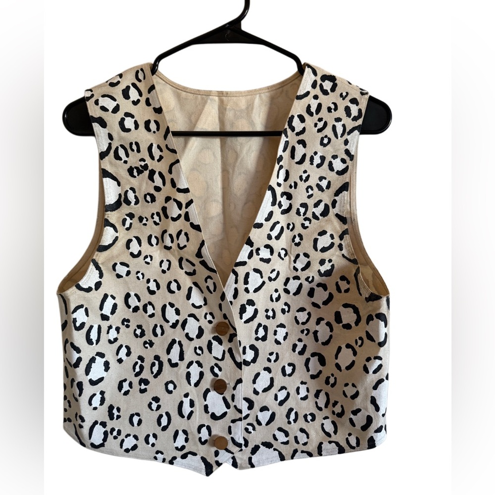 Handpainted cheetah leopard button down canvas st… - image 5